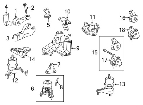 2016 Toyota Highlander Engine & Trans Mounting Stay, Engine Mounting Diagram for 12327-31090