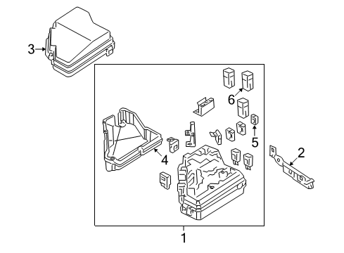 2009 Honda Civic Electrical Components Bracket, Relay Box Diagram for 38251-SNA-000