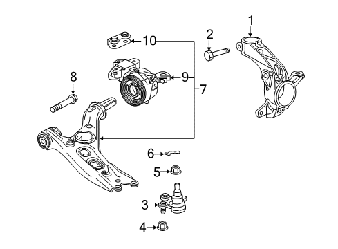 2020 Honda CR-V Front Suspension Components, Lower Control Arm, Stabilizer Bar Clamp, FR. Compliance Bracket Diagram for 51398-TLA-A01