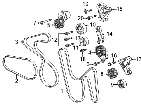 2015 Chevrolet Camaro Belts & Pulleys Bracket-Belt Idler Pulley (Machining) Diagram for 12641124