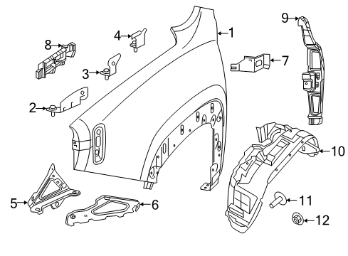 2018 Jeep Renegade Fender & Components Shield-Splash Diagram for 68254966AB