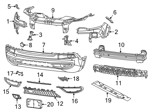 2020 Jeep Cherokee Front Bumper Bracket-FASCIA Support Diagram for 68287856AB