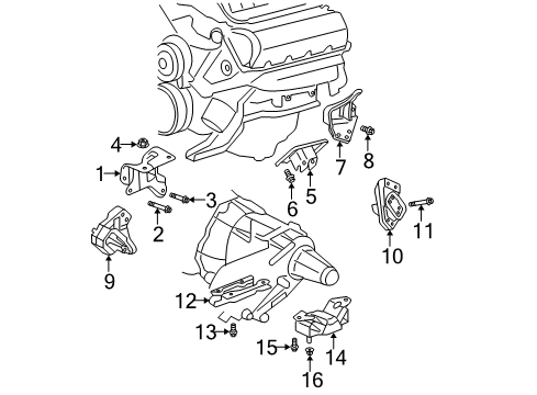 2004 Dodge Durango Engine & Trans Mounting Bracket-Engine Mount Diagram for 52021629AA