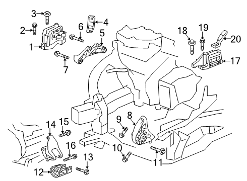 2022 Chevrolet Blazer Engine & Trans Mounting Mount Bracket Diagram for 22983040