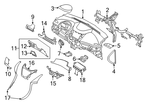 2011 Hyundai Elantra Cluster & Switches, Instrument Panel Bracket-Knee Bolster Reinforcement Diagram for 84755-3X000