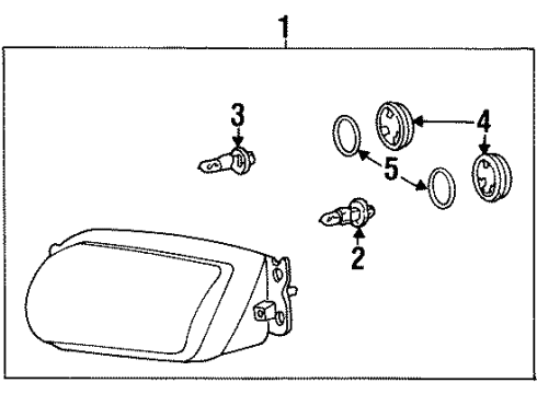 2000 Hyundai Tiburon Bulbs Passenger Side Headlight Assembly Composite Diagram for 92102-27550