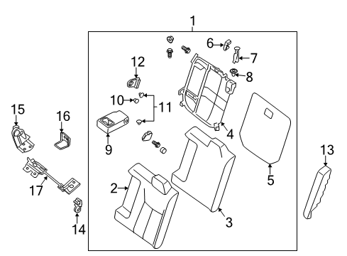 2013 Nissan Sentra Rear Seat Components Back Assy-Rear Seat, Side LH Diagram for 88660-3SA0A