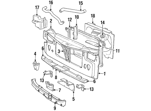 1990 Plymouth Sundance Radiator & Components, Radiator Support Radiator Diagram for 4401680