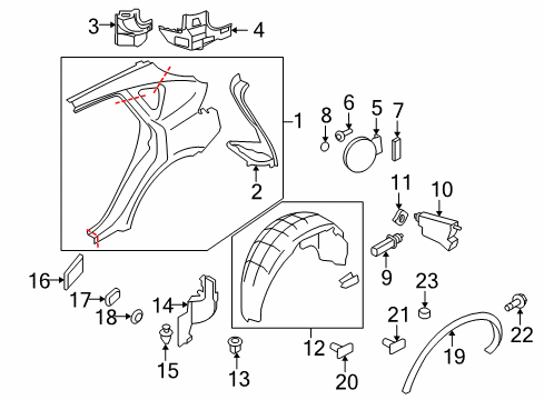 2010 Infiniti EX35 Quarter Panel & Components, Exterior Trim Bumper-Fuel Filler Lid Diagram for 78837-EG00A