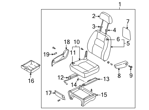 2003 Kia Sedona Front Seat Components Cushion Assembly, RH Diagram for 0K52Y57210ABT4