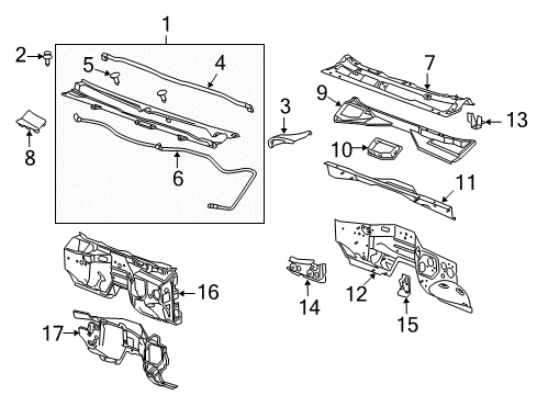 2018 Chevrolet Silverado 3500 HD Cab Cowl Rear Weatherstrip Diagram for 22888058