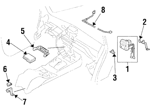 1997 Acura SLX ABS Components Bracket, Hydraulic Unit Abs Diagram for 8-97110-059-0