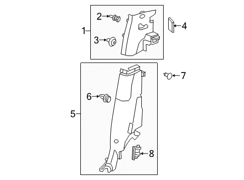 2018 Honda Ridgeline Interior Trim - Quarter Panels Garnish Assy., R. RR. Pillar *YR507L* (SHADOW BEIGE) Diagram for 84131-T6Z-A01ZA