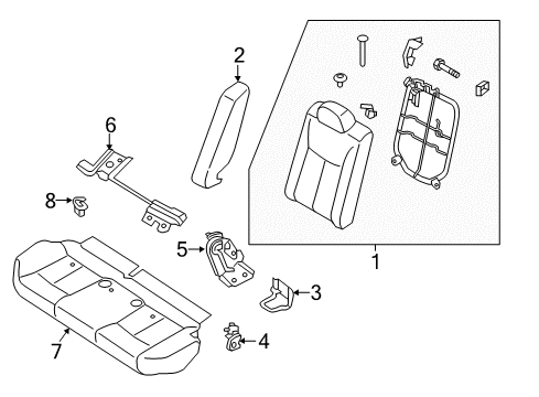 2019 Nissan Sentra Rear Seat Components Cushion Assy-Rear Seat Diagram for 88300-4FU0A