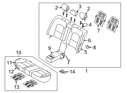 2018 Kia Cadenza Rear Seat Components Cushion Assembly-Rear Seat Diagram for 89100F6910YCC