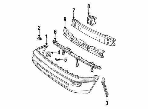1995 Toyota Corolla Front Bumper Bumper Cover Side Support Diagram for 52115-12340