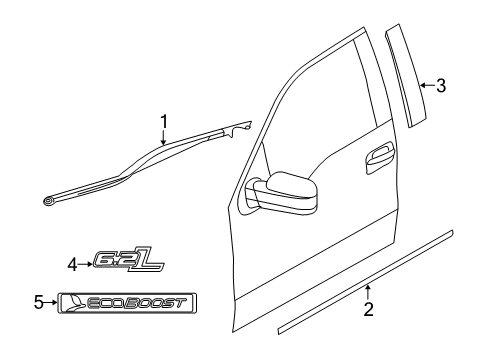 2012 Ford F-150 Exterior Trim - Front Door Upper Molding Diagram for 6L3Z-1520555-ZA