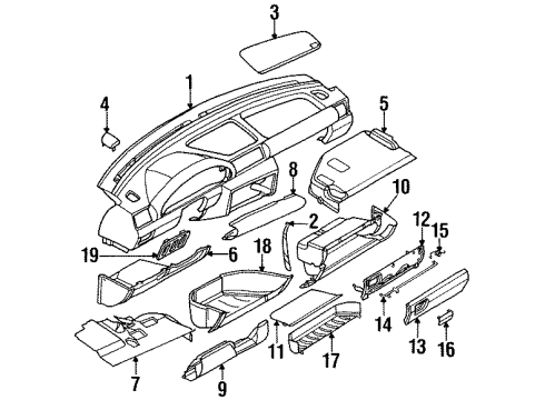 1996 BMW 318ti Instrument Panel Trim Panel Foot Controls Diagram for 51458146269