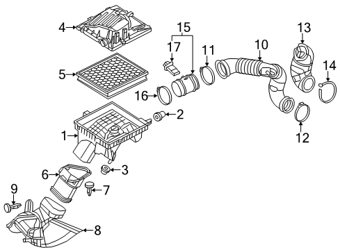 2011 Saab 9-5 Powertrain Control Air Guide Retainer Diagram for 11589292