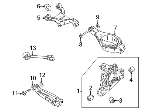 2021 Nissan Rogue Rear Suspension, Stabilizer Bar, Suspension Components Housing Assy-Rear Axle, RH Diagram for 43018-6RA1A