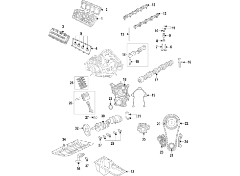 2021 Jeep Grand Cherokee L Engine Parts, Mounts, Cylinder Head & Valves, Camshaft & Timing, Oil Pan, Oil Pump, Crankshaft & Bearings, Pistons, Rings & Bearings, Variable Valve Timing ENGINE OIL Diagram for 68447708AF