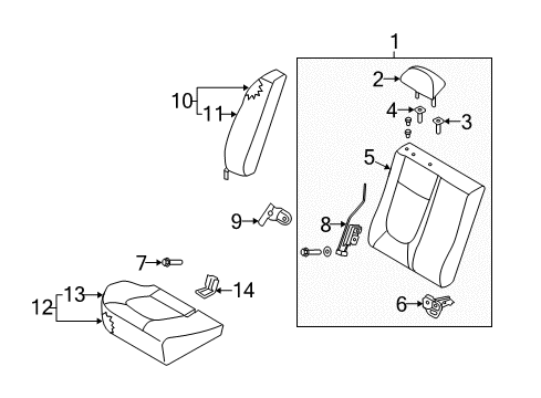 2007 Kia Spectra Rear Seat Components Covering Assembly-Rear Seat Diagram for 896702F000390