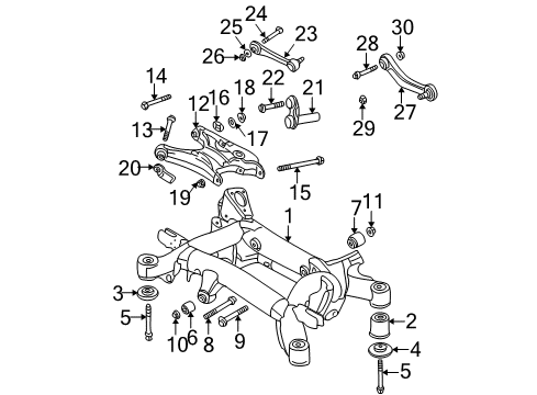 2002 BMW 525i Rear Suspension Components, Lower Control Arm, Upper Control Arm, Ride Control, Stabilizer Bar Stopper Diagram for 33311094220