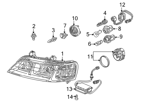 2000 Acura RL Headlamps Socket (2P) Diagram for 34303-SX0-003