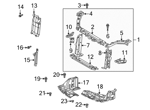 2004 Toyota Echo Radiator Support Upper Tie Bar Diagram for 53205-52051