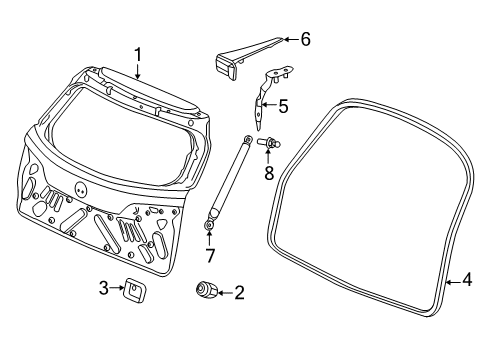 2014 Acura RDX Lift Gate Cover, Passenger Side Tailgate Hinge Diagram for 74835-TX4-A00