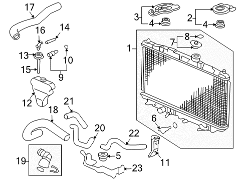 2007 Honda Accord Radiator & Components Cap, Radiator Diagram for 19045-RAA-A51