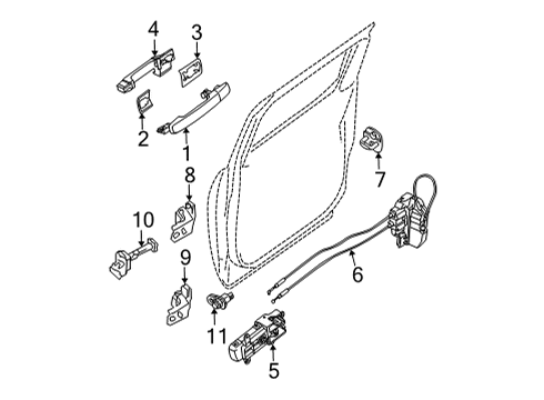 2022 Nissan Frontier Lock & Hardware LOCK & REMOTE CONTROL ASSY-REAR DOOR, RH Diagram for 82500-9BU0C