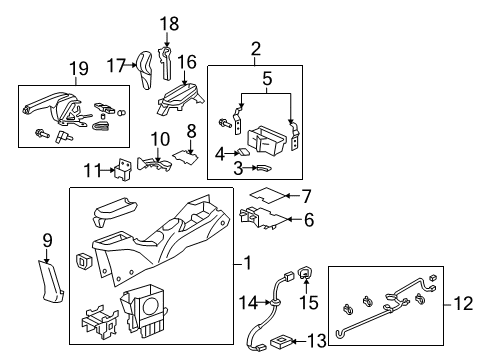 2012 Honda Insight Parking Brake Lid, Center Console *NH167L* (GRAPHITE BLACK) Diagram for 77296-TM8-003ZC