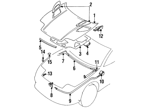 1992 Mitsubishi 3000GT Hood & Components Cable Diagram for MB632395