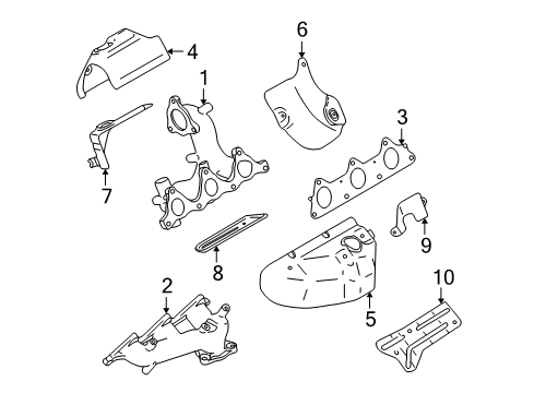 2005 Mitsubishi Eclipse Exhaust Components, Exhaust Manifold Shield-Exhaust Manifold Diagram for MR481817