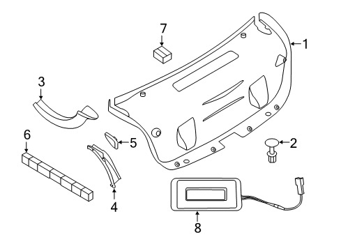 2015 BMW M4 Interior Trim - Trunk Lid Trim Panel, Hinge, Tailgate, Left Diagram for 51497255695