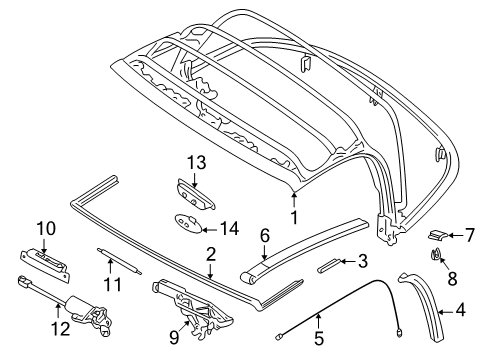 2002 BMW Z8 Frame & Components - Convertible Top Plate, Zip Fastener, Rear Window Diagram for 54318134599