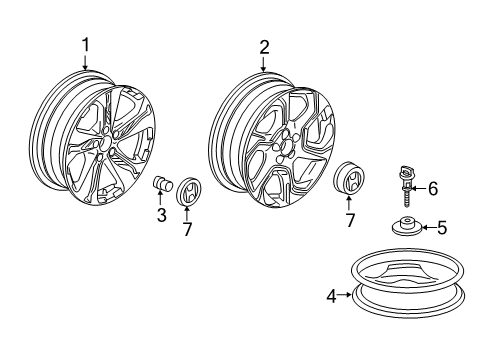 2019 Honda CR-V Wheels, Covers & Trim Wheel (18X7) (1/2J) Diagram for 42700-TLA-AA1