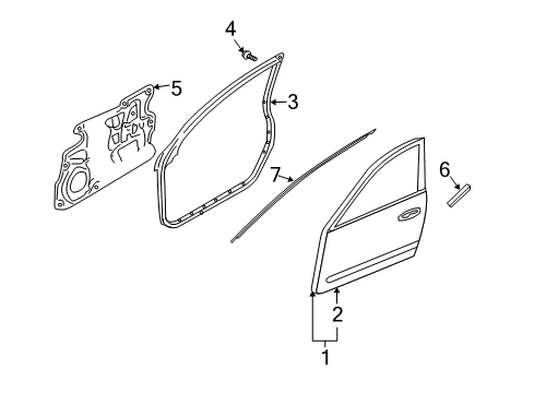 2003 Infiniti FX35 Front Door Weatherstrip-Front Door, LH Diagram for 80831-CG000