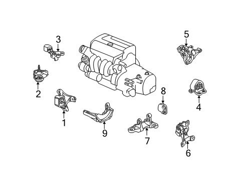 2004 Honda CR-V Engine & Trans Mounting Stopper, FR. Engine Diagram for 50840-S7C-000