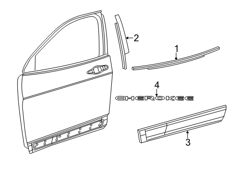 2022 Jeep Cherokee Exterior Trim - Front Door APPLIQUE-B Pillar Diagram for 68102562AC