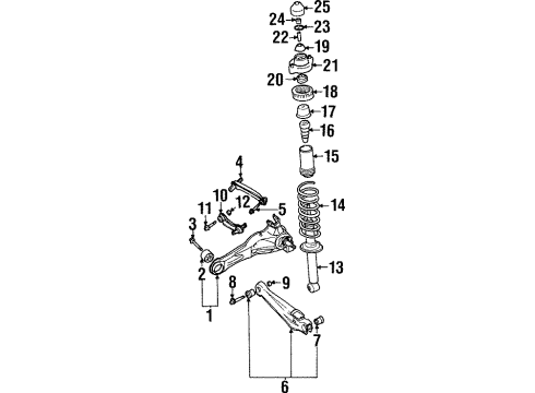 1999 Mitsubishi Mirage Rear Suspension Components, Lower Control Arm Arm-Trailing Diagram for MR297388