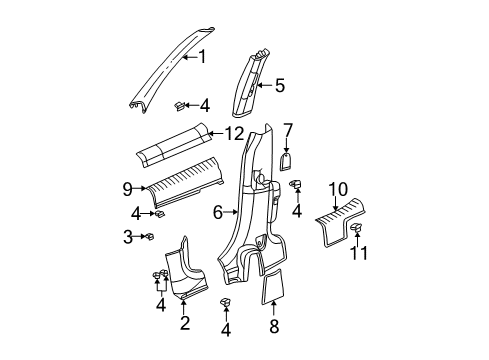 2004 Chrysler PT Cruiser Interior Trim - Pillars, Rocker & Floor Molding-Windshield GARNISH Diagram for TF22MF1AE