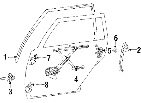 1984 Toyota Camry Rear Door - Glass & Hardware Handle Sub-Assembly, Doo Diagram for 69206-32010-04