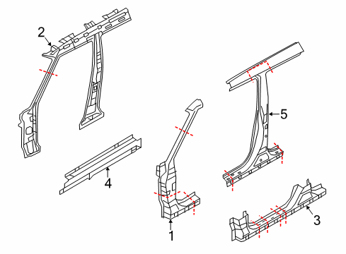 2015 Kia Soul EV Center Pillar, Hinge Pillar, Rocker Panel Assembly-Side SILL Diagram for 65170E4000