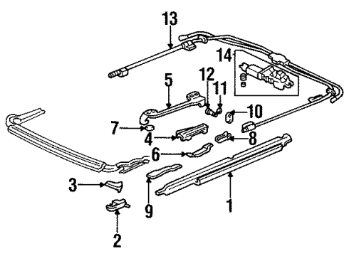 1997 Honda Accord Sunroof Shaft, Lift-Up Link Diagram for 70384-SV4-J01