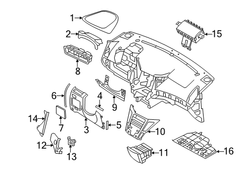 2012 Hyundai Sonata Cluster & Switches, Instrument Panel Pad Diagram for 84757-3S000