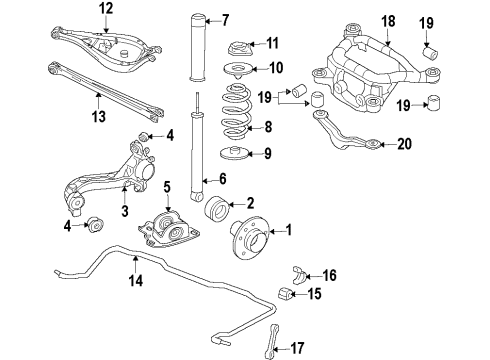 2011 BMW Z4 Rear Suspension Components, Lower Control Arm, Upper Control Arm, Ride Control, Stabilizer Bar Trailing Arm, Left Diagram for 33326783105
