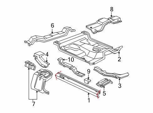 1998 Ford Ranger Rocker, Floor Floor Pan Diagram for XL5Z-1011135-AA