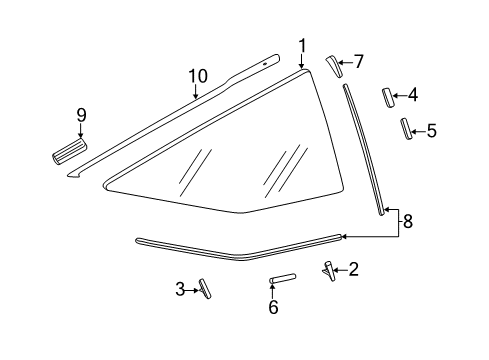 2011 Honda CR-Z Quarter Panel Glass, Reveal Moldings Rubber, RR. Quarter Windshielddam Diagram for 73525-SYY-000